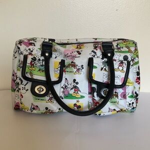 Disney Parks Mickey & Minnie Mouse Cartoon Comic Purse handle White Black
